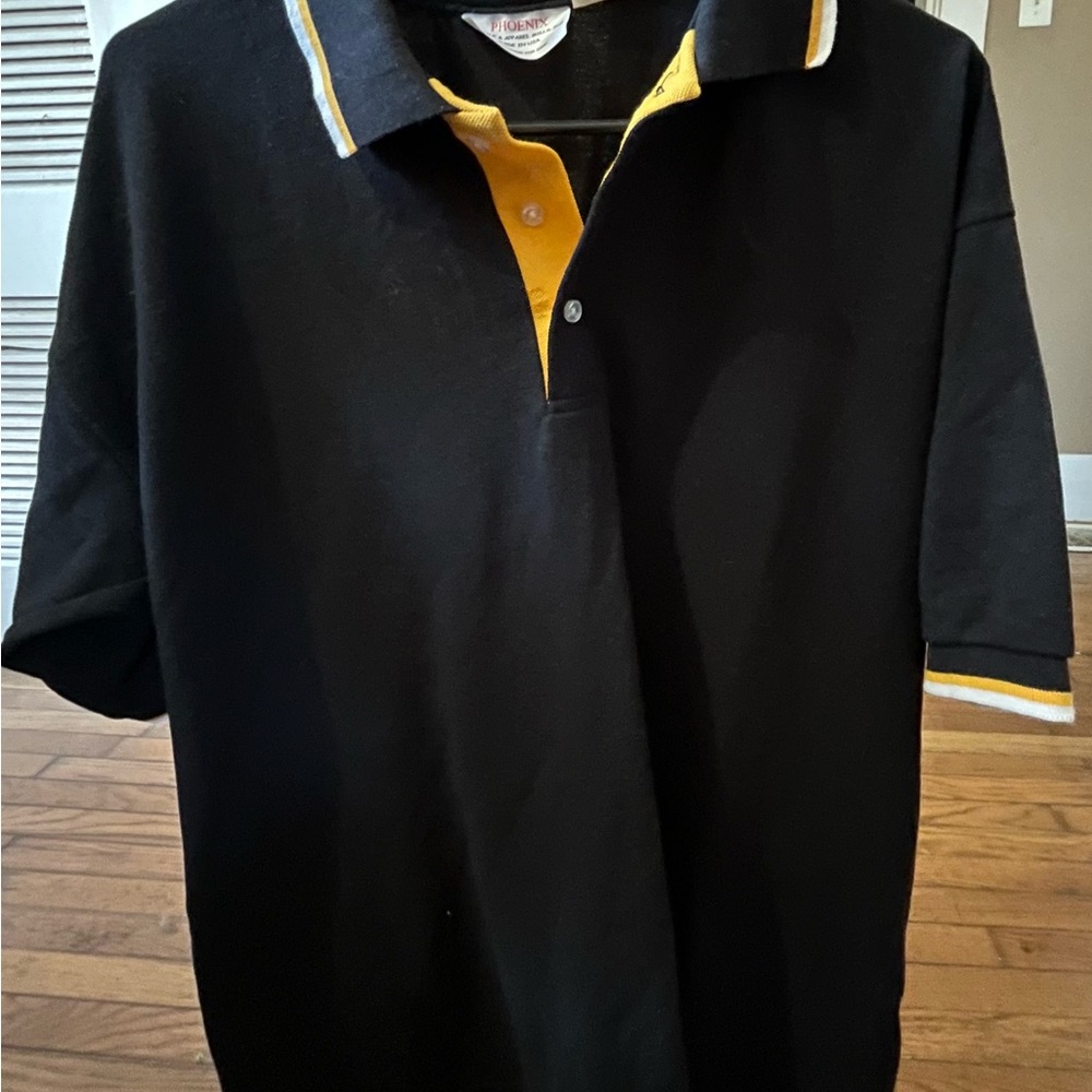 Phoenix Vintage Men's Polo Shirt Medium Black/Yellow Short Sleeve Collared